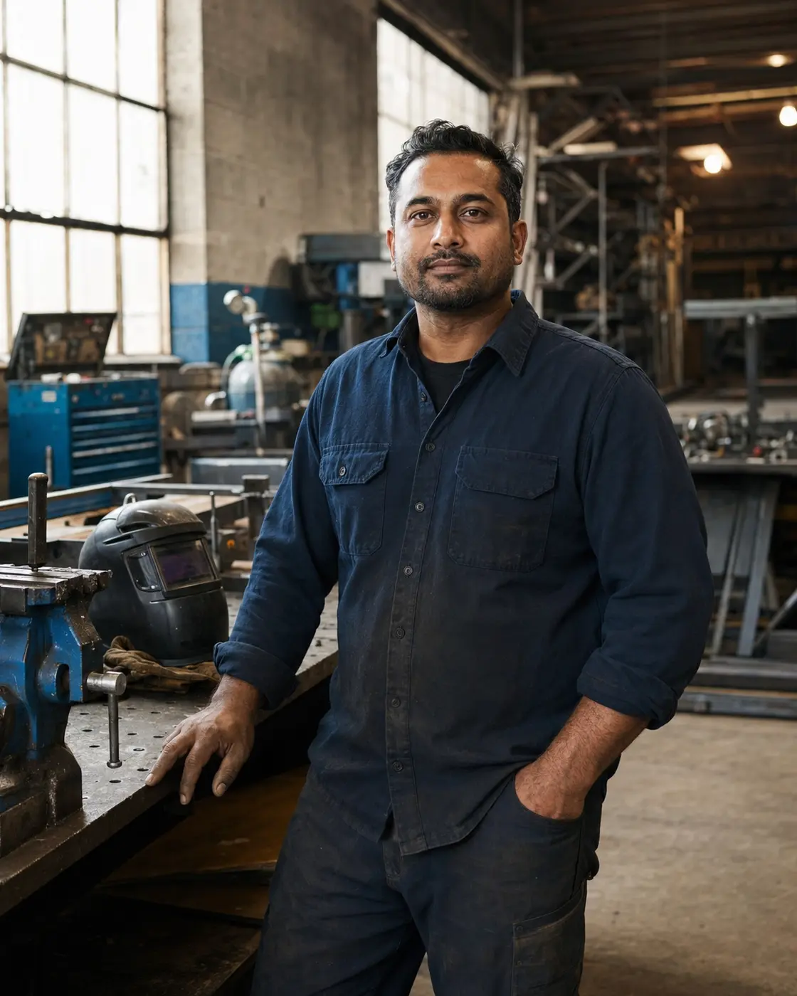 Fabrication shop owner standing in his workshop